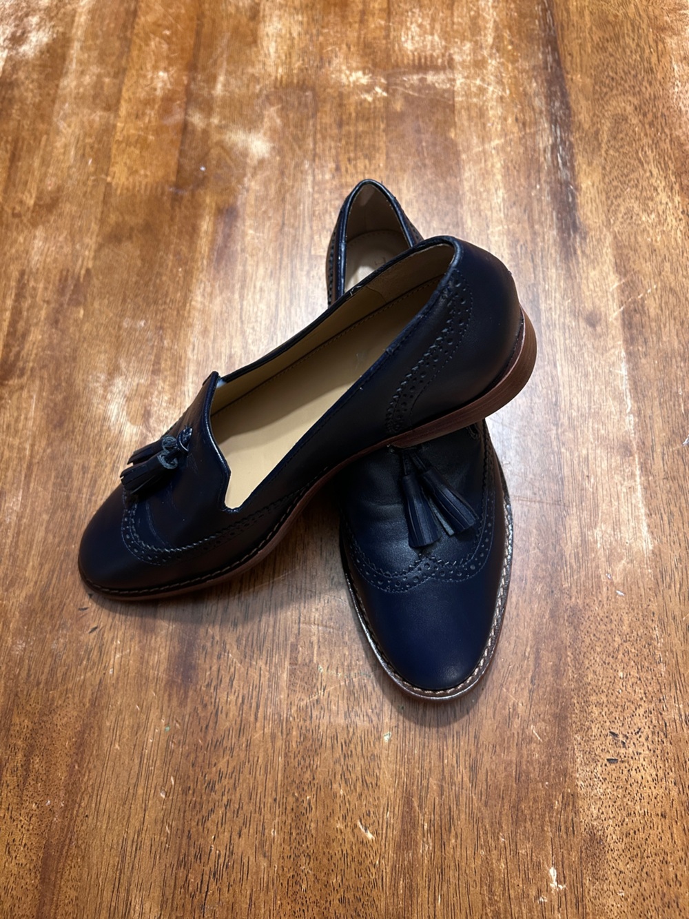 Classic Talbots Preppy Poet Academia Tassel Loafers - Navy Women Shoes 7.5